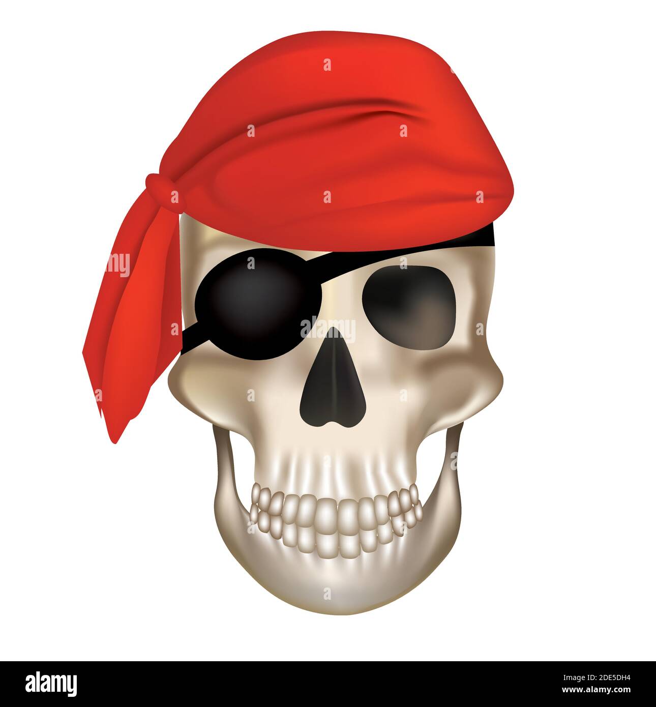 Pirate skull with red hat. vector Stock Vector