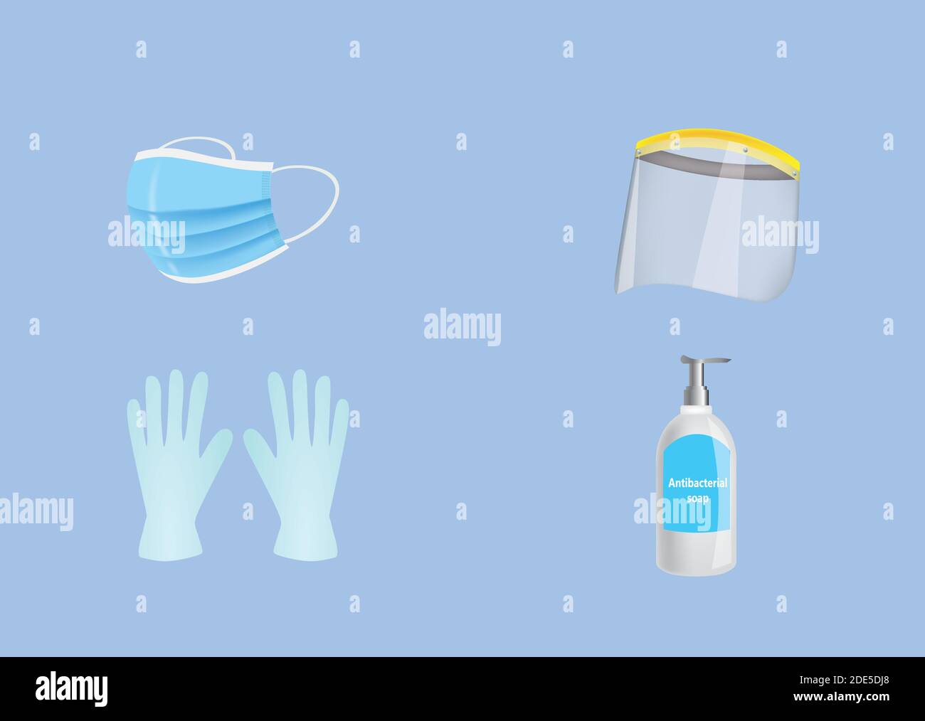 Epidemic safety equipment set. vector illustration Stock Vector