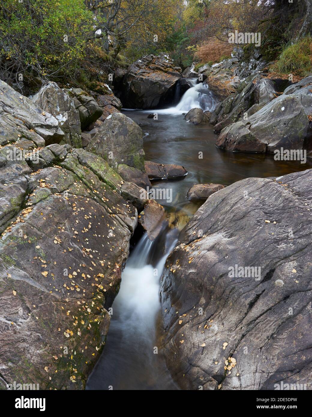 A rocky stream in Glen Lyon, Perth and Kinross, Scotland. Stock Photo