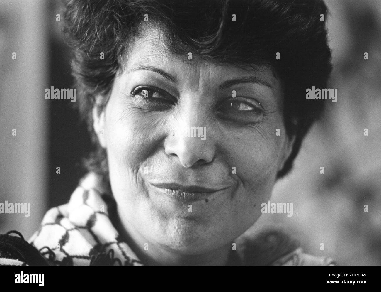 LEILA KHALED, former militant guerrilla, a member of the Palestinian National Council, member of the PFLP (Popular Front for the Liberation of Palestine). Leila Khaled became famous through airplane hijackings in 1969 and 1970. Photographed May 1988 in Tripolis, Libya. Stock Photo
