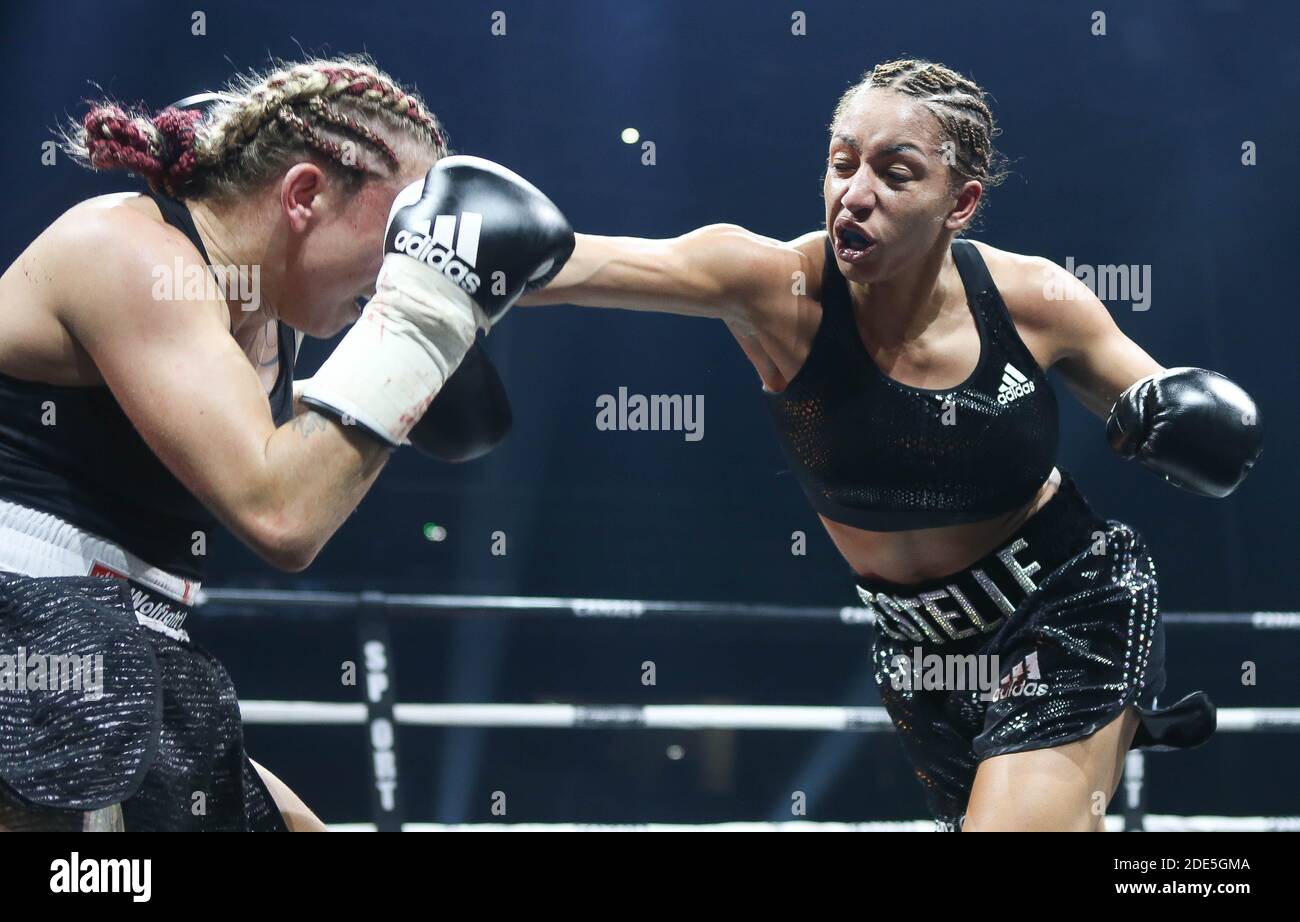 Estelle Mossely Yoka and Emma Gongora of French  during the Boxing event, Lightweight boxing bout between Estelle Mossely-Yoka and Pasa Malagic on November 27, 2020 at the H Arena in Nantes, France - Photo Laurent Lairys / MAXPPP Stock Photo