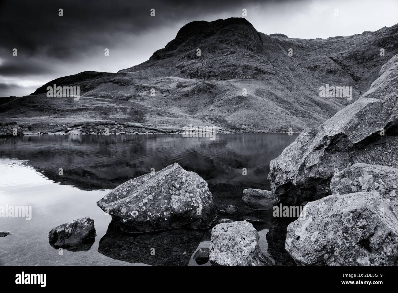 Stickle Tarn and Harrison Stickle, English Lake District National Park, UK Stock Photo