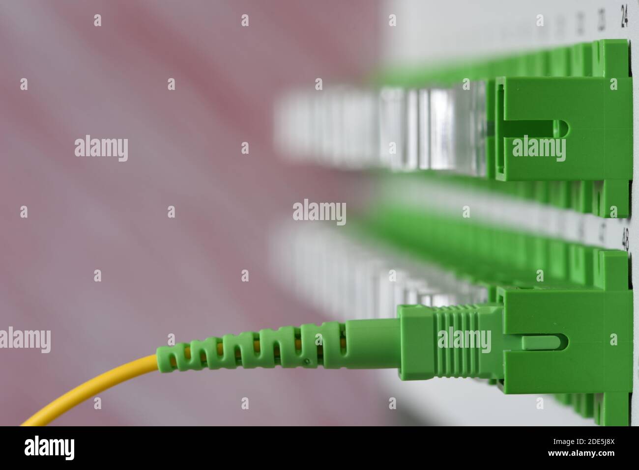 Optical distribution panel with connected patch cord cable Stock Photo ...