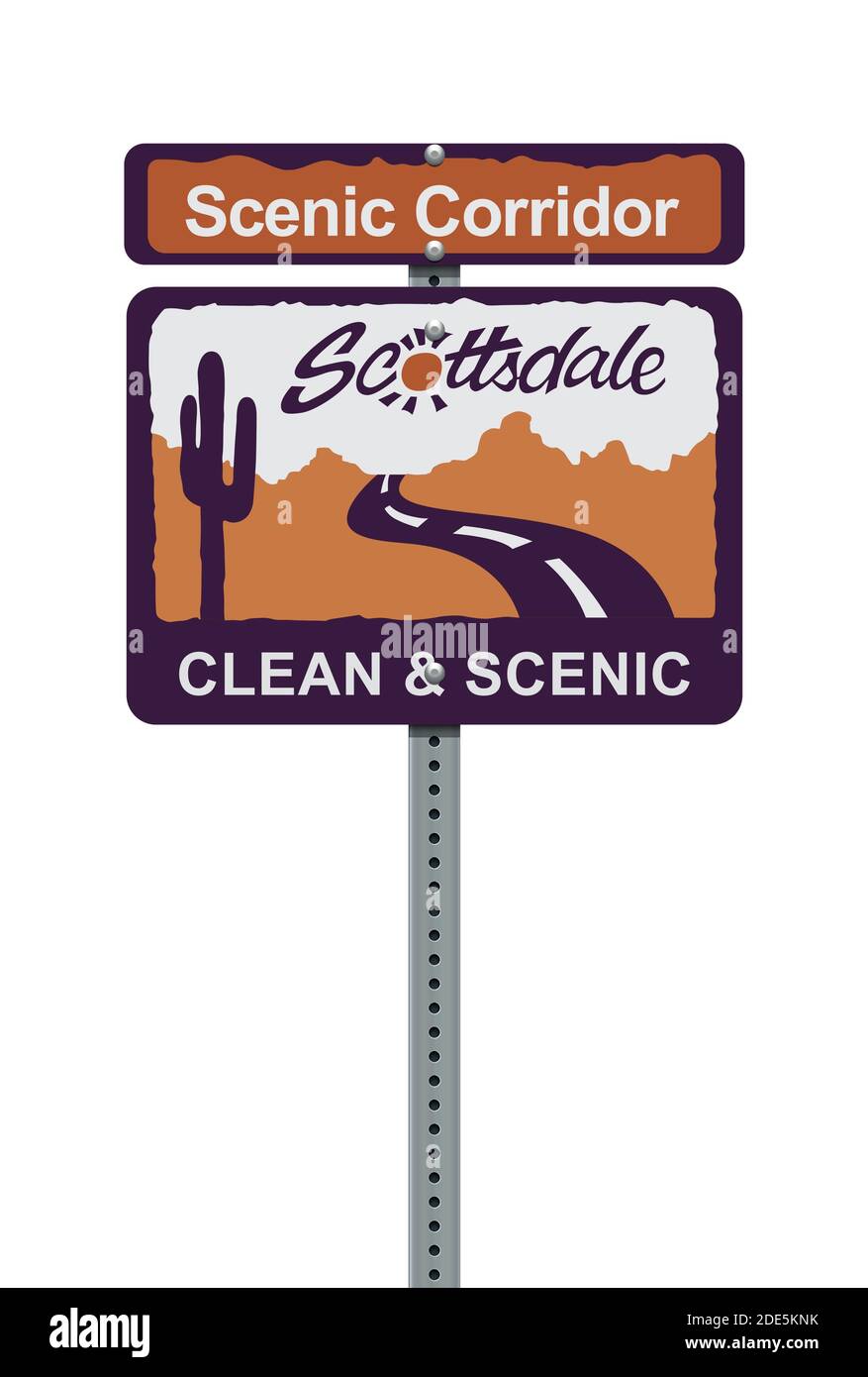 Vector illustration of the Scottsdale Clean and Scenic road sign Stock Vector