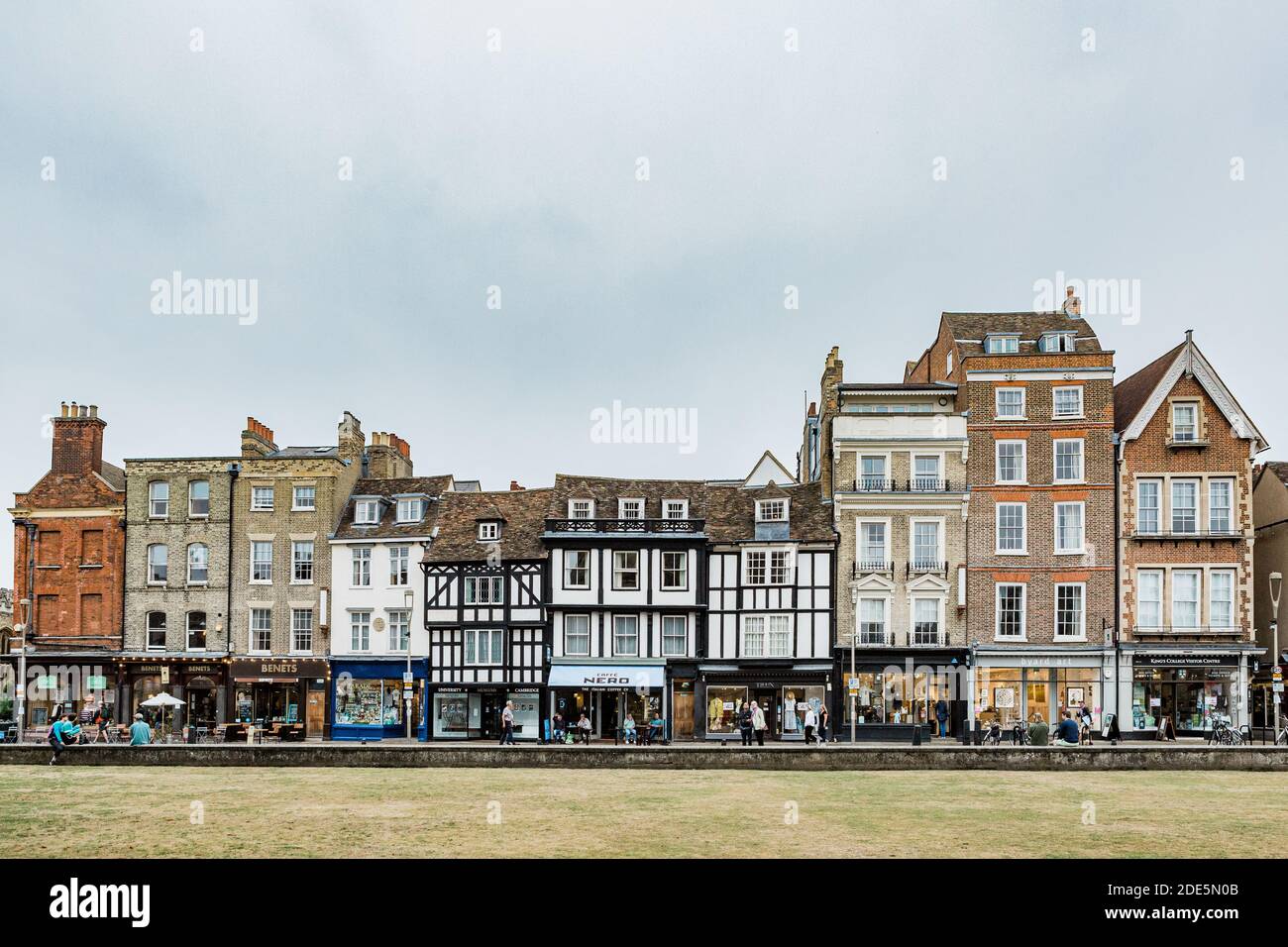 A daytime street view of King's Parade, Cambridge featuring a row of