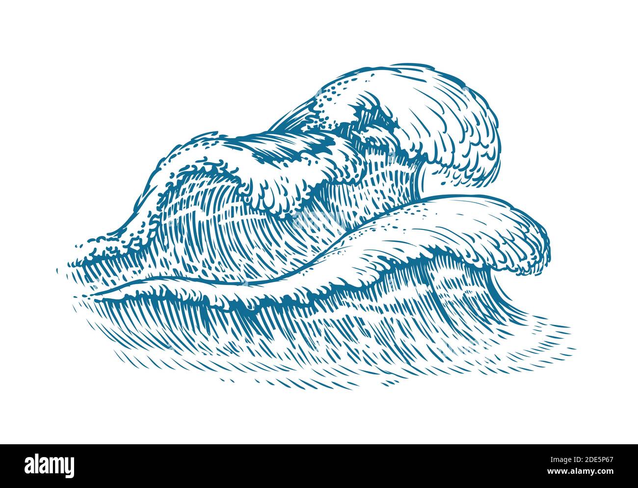 Waves sketch. Seascape vintage vector illustration Stock Vector