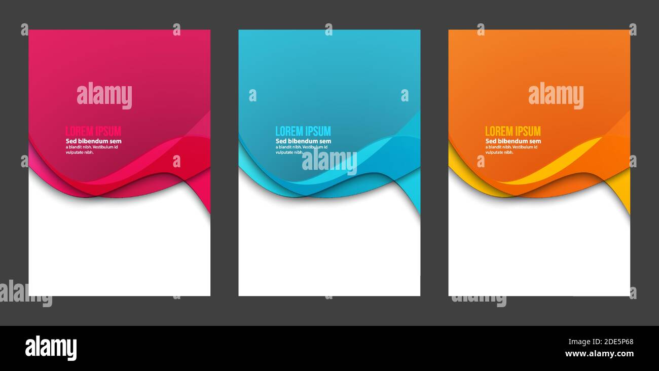 Abstract header blue pink orange wave vector design. Stock Vector