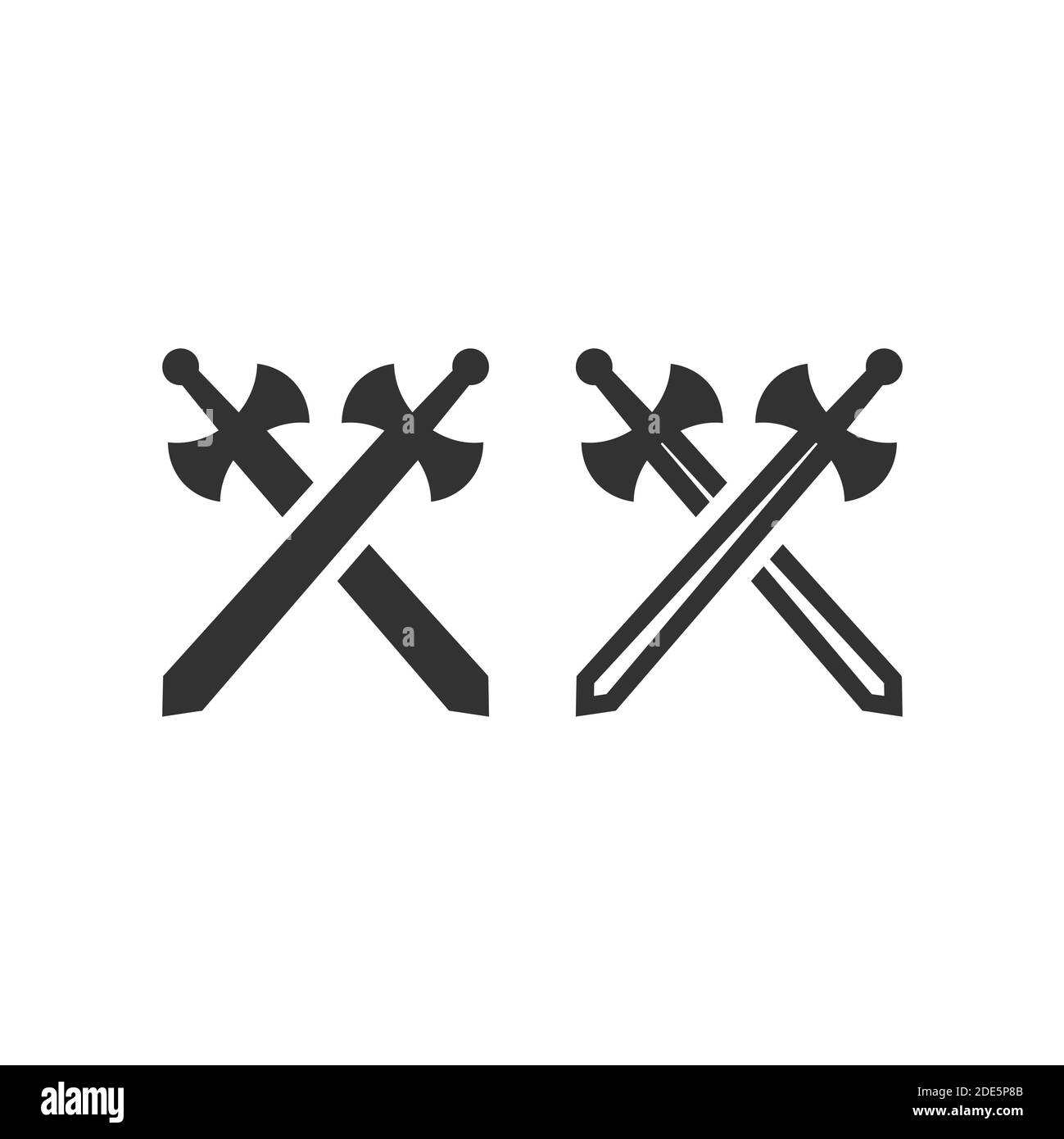 Crossed arms or swords vector icon. Game, battle black glyph symbol. Stock Vector