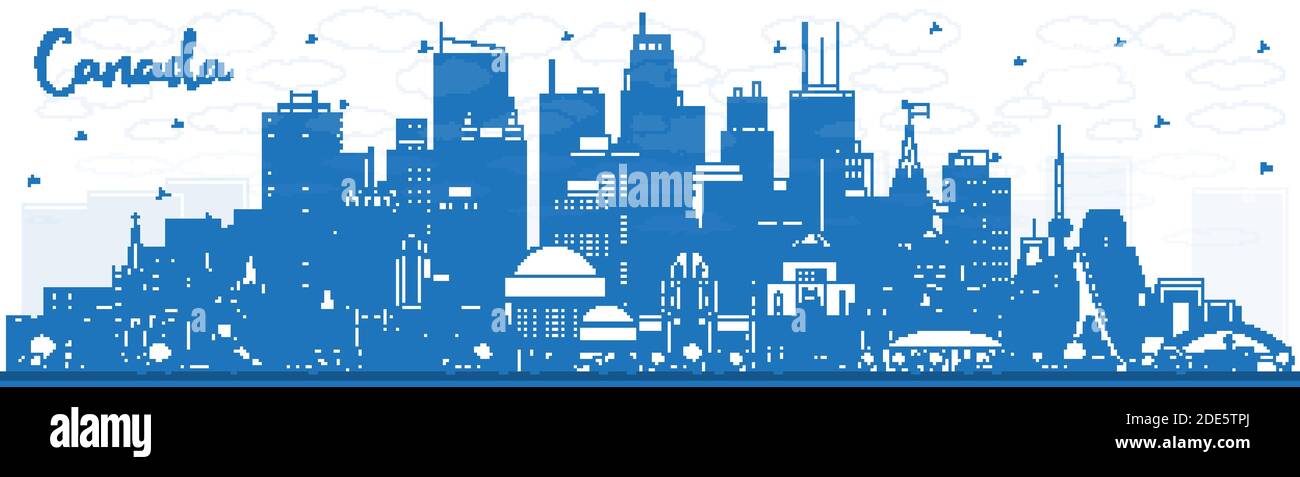 Outline Canada City Skyline with Blue Buildings. Vector Illustration ...