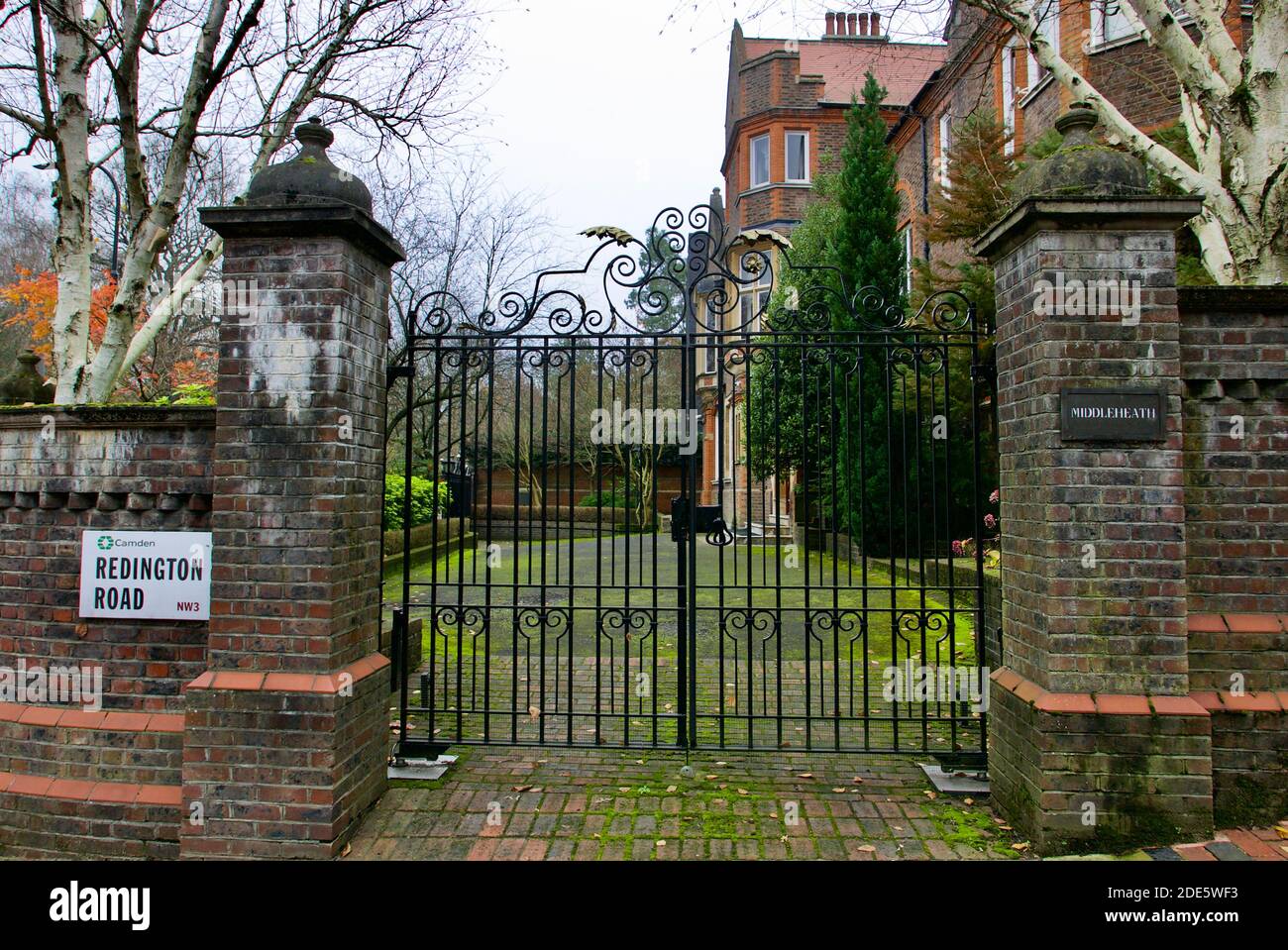 Gated driveway of Embassy of China Cultural Section in Hampstead village, London Stock Photo Alamy