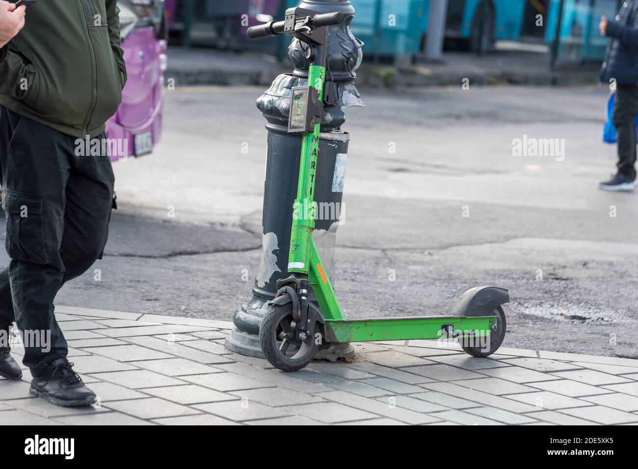 Rentable electric scooter called Marti. Urban short-range transportation  with alternative eco-friendly scooters.Istanbul,Turkey.16 November 2020  Stock Photo - Alamy