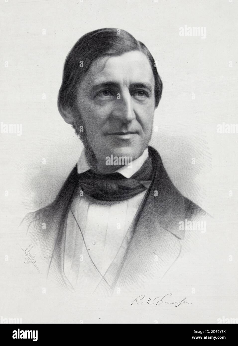 Ralph Waldo Emerson print ca. 1859 Stock Photo