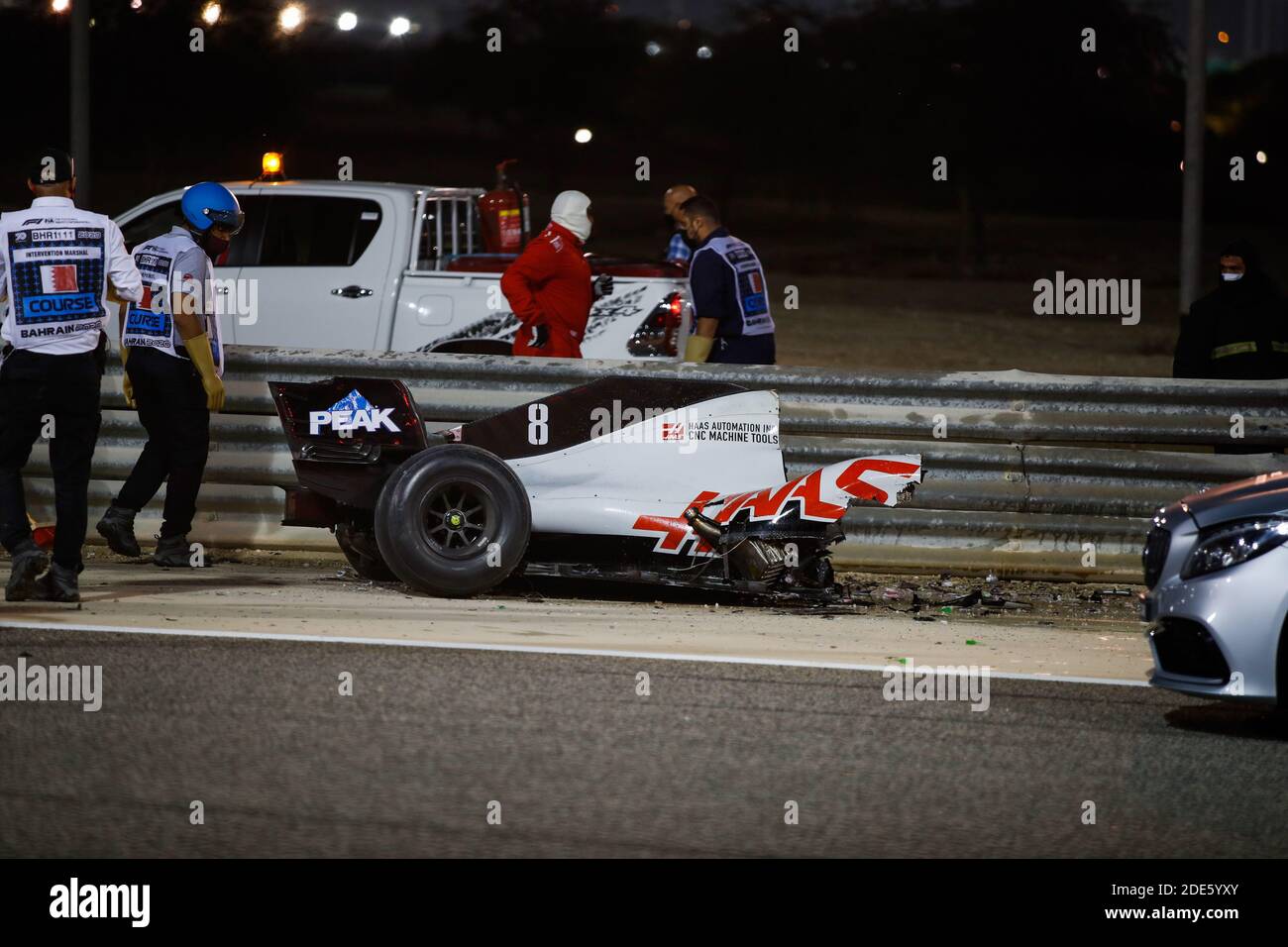 Sakhir, Bahrain. 29th Nov, 2020. Crash GROSJEAN Romain (fra), Haas F1 Team VF-20 Ferrari, portrait during the Formula 1 Gulf Air Bahrain Grand Prix 2020, from November 27 to 29, 2020 on the Bahrain International Circuit, in Sakhir, Bahrain - Photo Florent Gooden / DPPI / LM Credit: Gruppo Editoriale LiveMedia/Alamy Live News Stock Photo