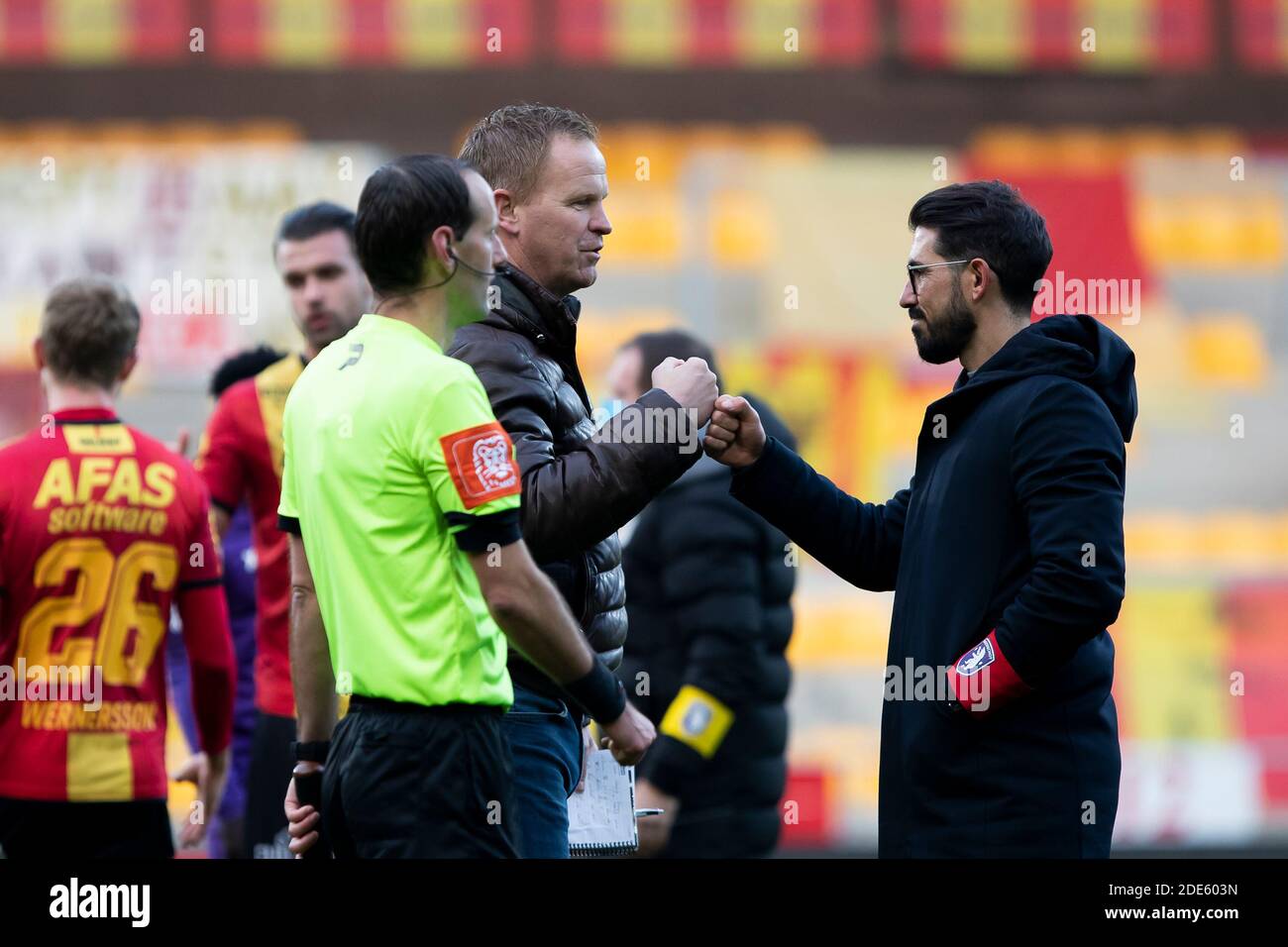 Mechelen S Head Coach Wouter Vrancken And Beerschot S Head Coach Hernan Losada Pictured After A Soccer Match Between Kv Mechelen And Beerschot Va Sun Stock Photo Alamy