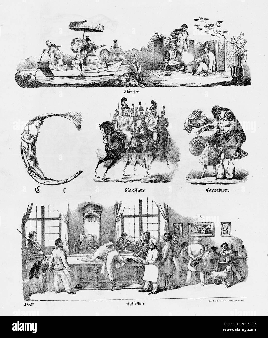 1828 print Letter C-  Das allegrösste Bilder ABC. Letter C Stock Photo