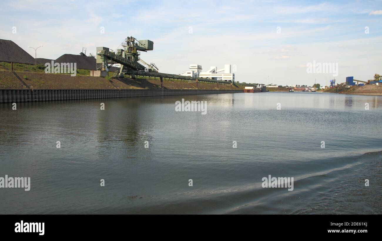 Inland port Duisburg Germany Europe Stock Photo