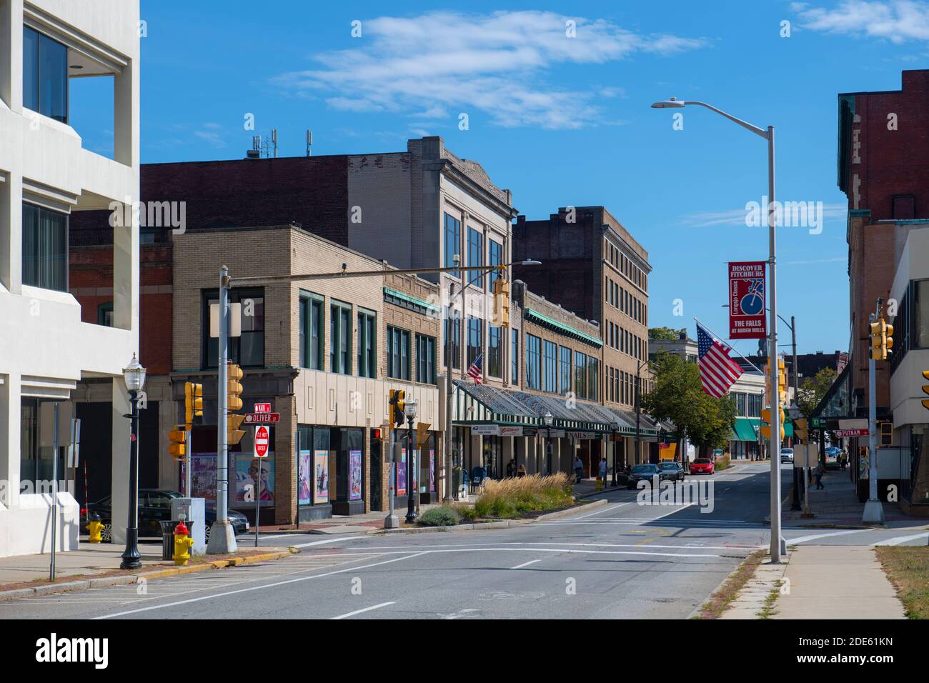 Historic commercial buildings on Main Street at Oliver Street in