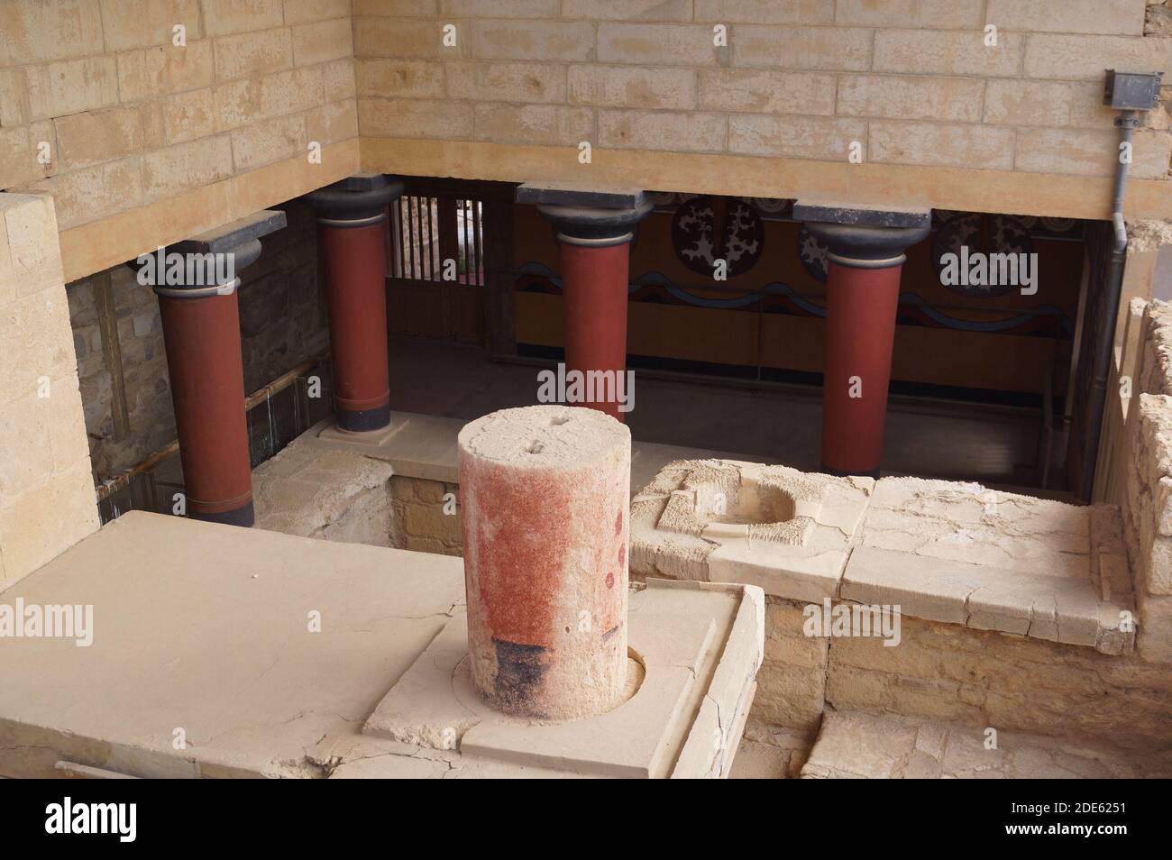 A view of the Guard's courtyard in the palace of Knossos, Crete Stock