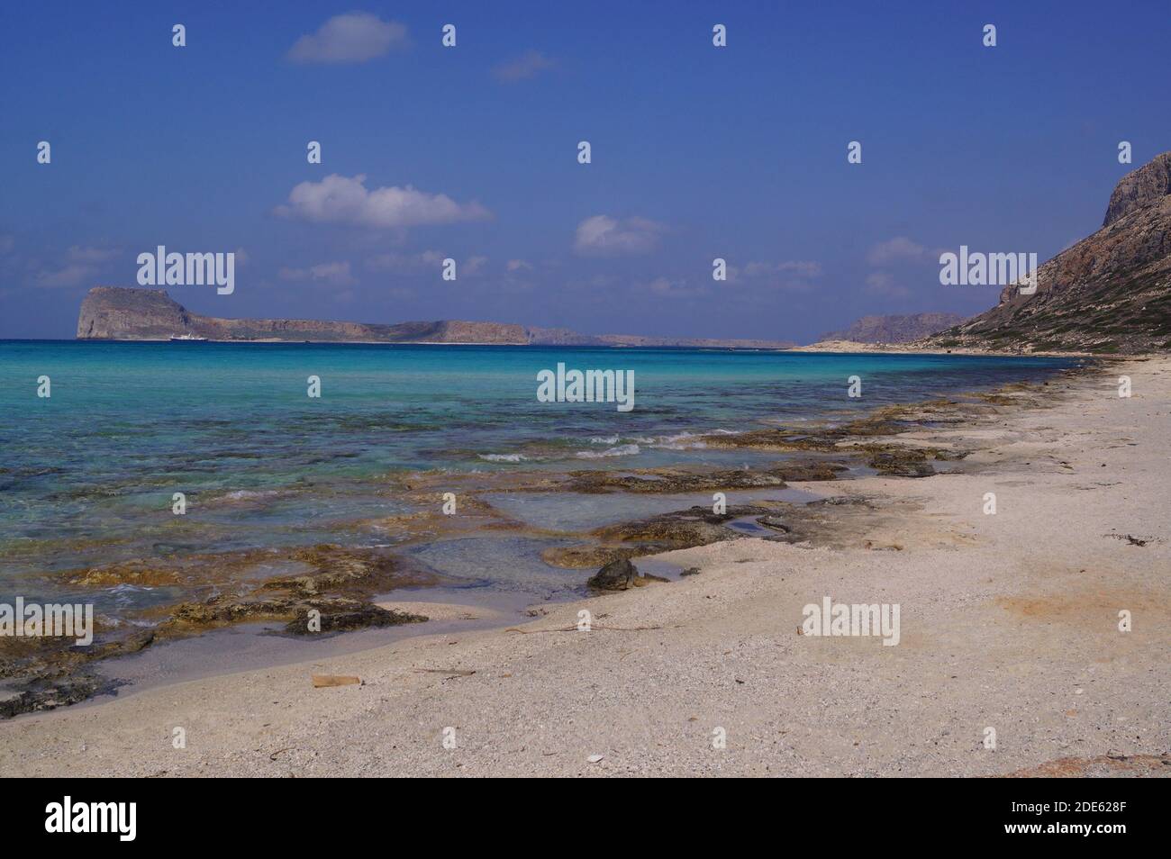 The golden sand of Balos Beach in Kissamos, Crete (Greece) Stock Photo