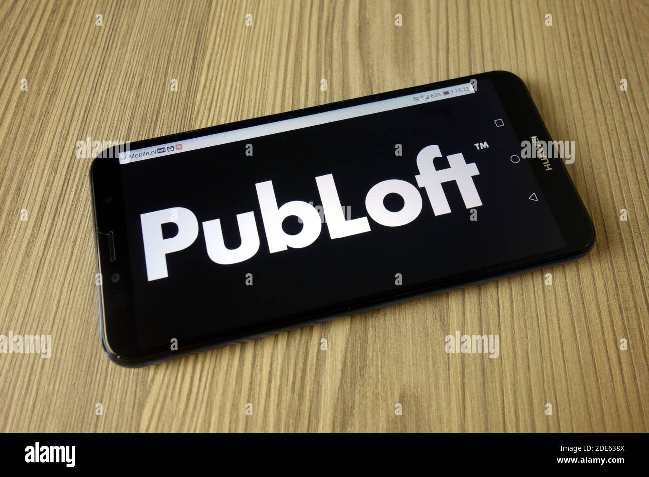 KONSKIE, POLAND - November 04, 2020: Publoft content marketing agency for startups logo on mobile phone Stock Photo