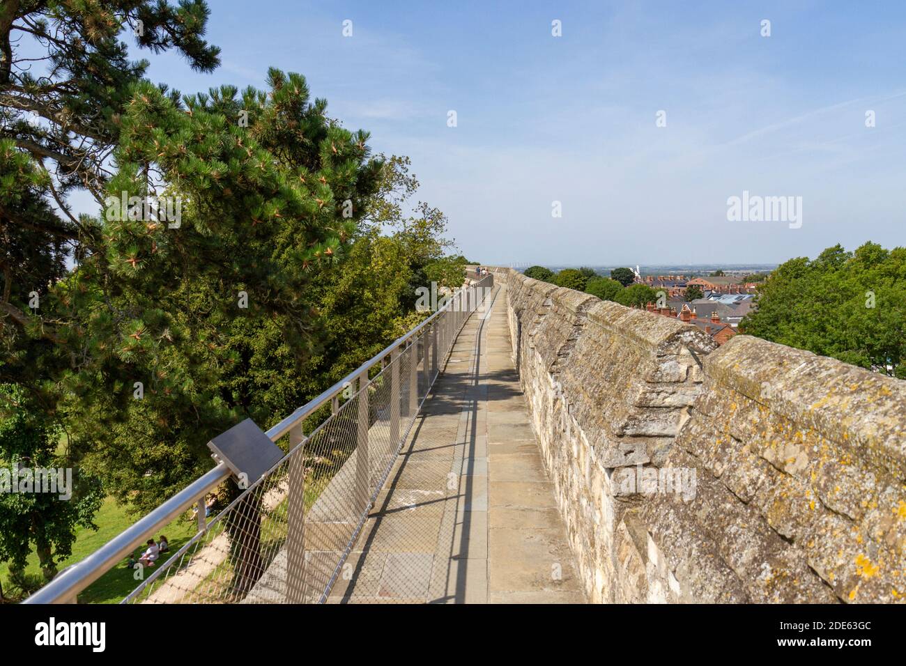 View Along The Medieval Wall Walk On The Walls Of Lincoln Castle view-along-the-medieval-wall-walk-on-the-walls-of-lincoln-castle