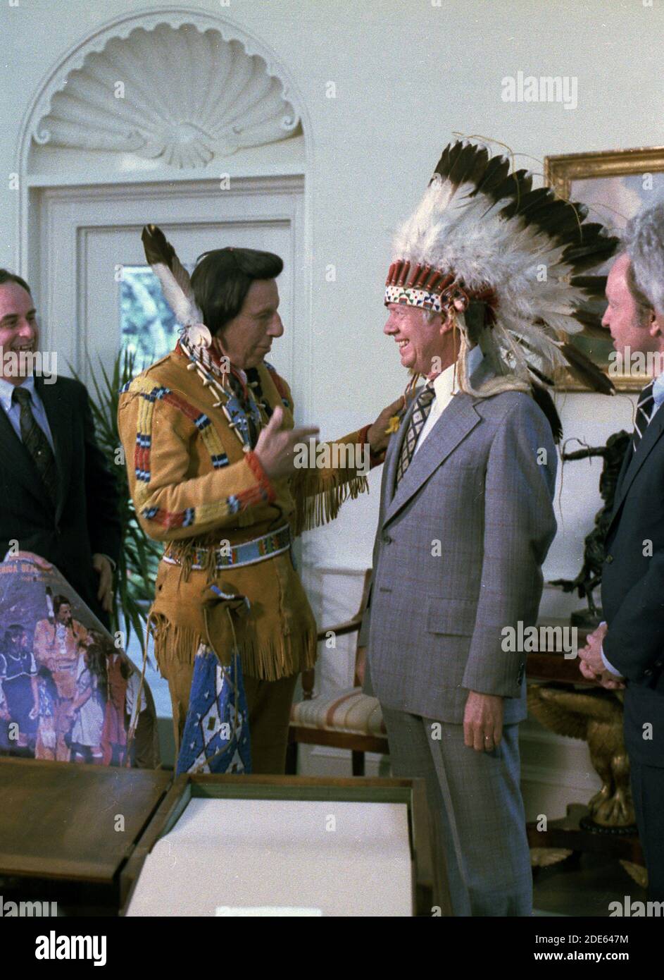"Jimmy Carter with ""Iron Eyes"" Cody (SicilianAmerican) ca. 04/21