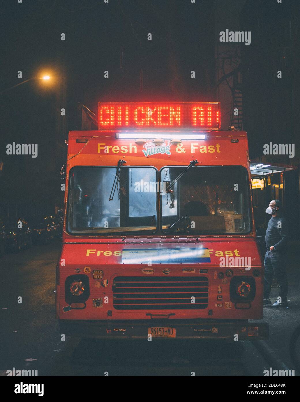 Halal food truck at night, in Manhattan, New York City Stock Photo Alamy