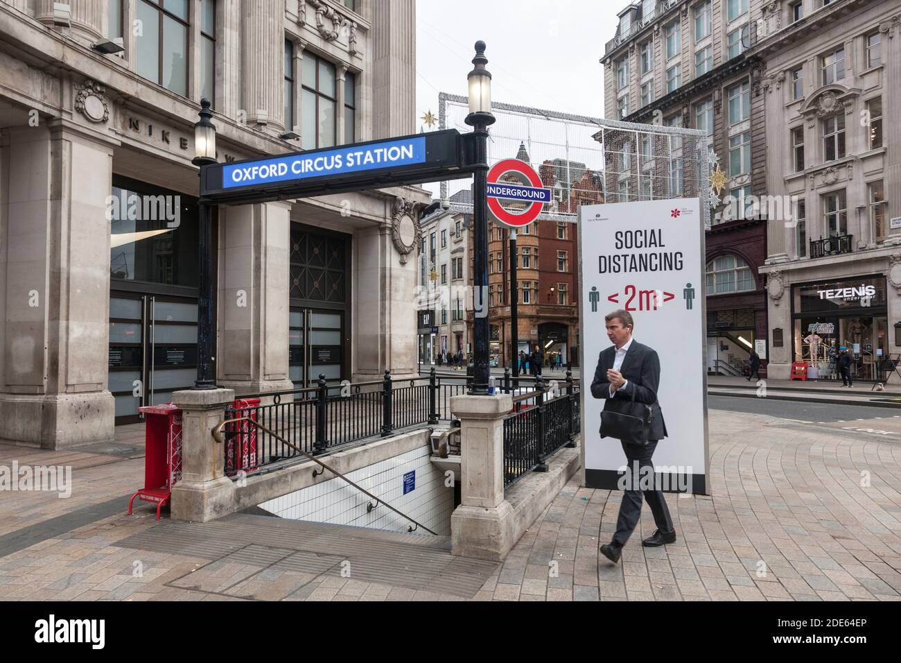 an empty Oxford Street, Central London, during the second Covid 19 national lockdown of 2020 Stock Photo