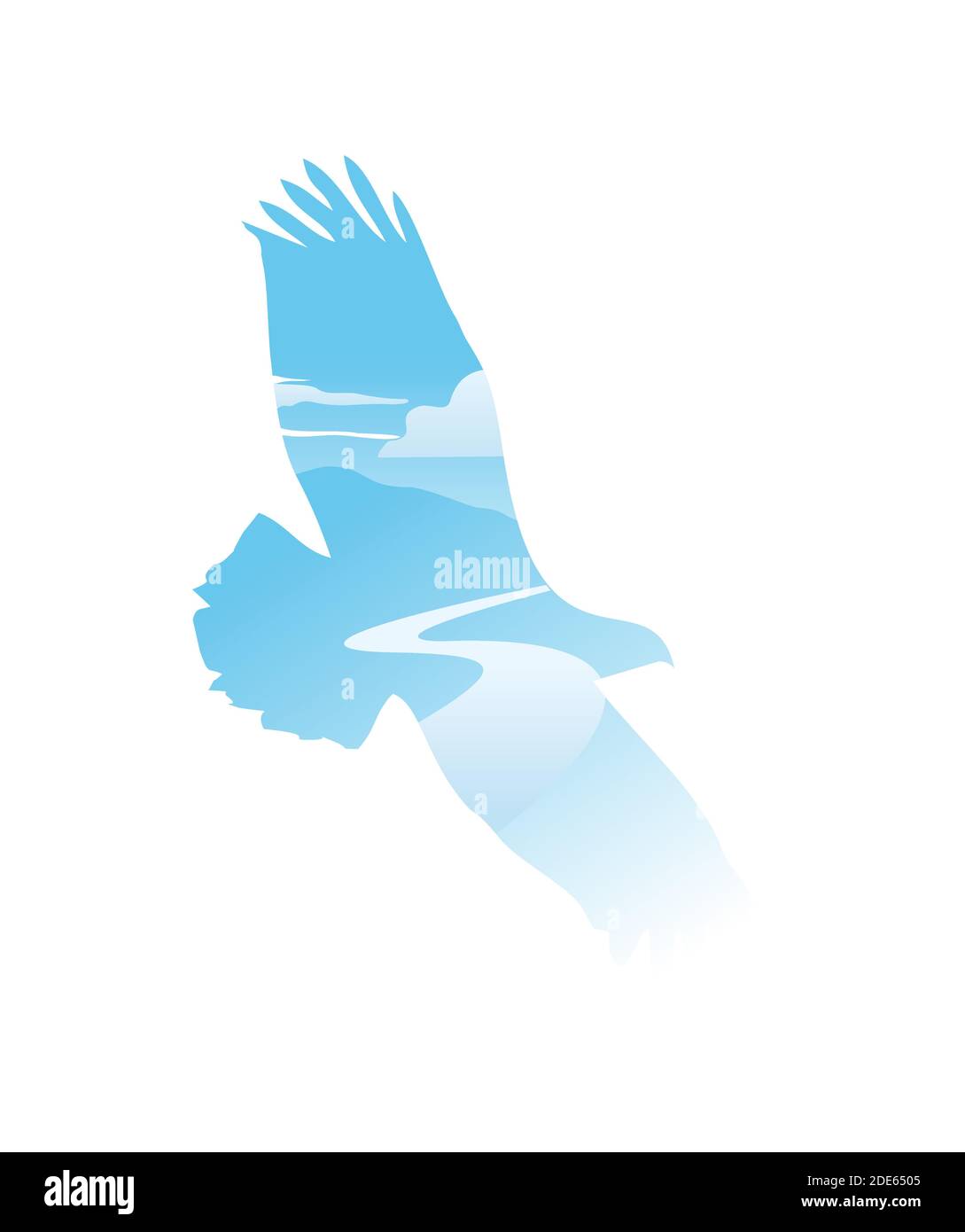 A Vector Eagle  mountain and river logo sign Stock Vector