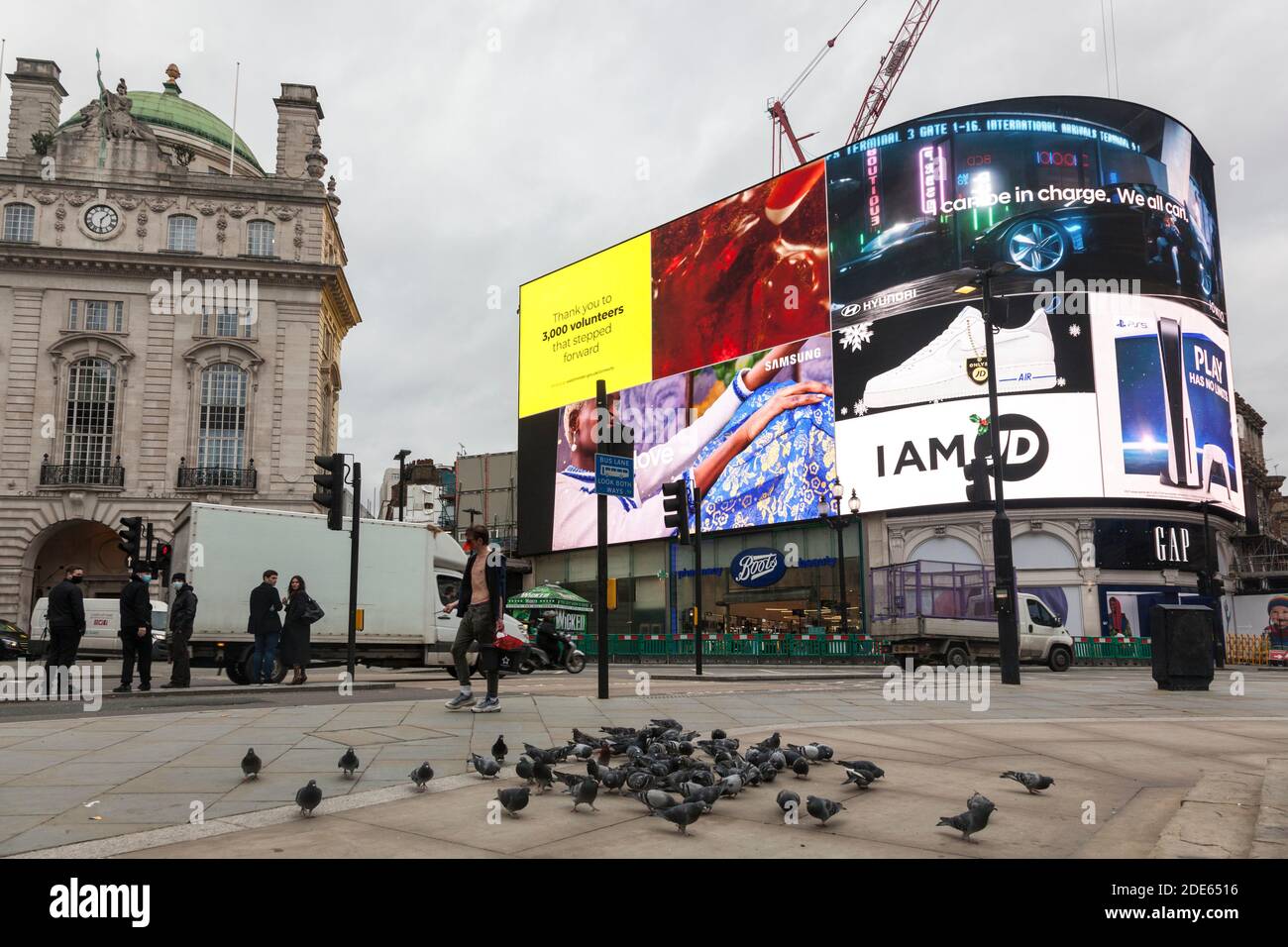23rd November 2020, an empty Piccadilly Circus, Central London, during the second Covid 19 national lockdown of 2020 Stock Photo