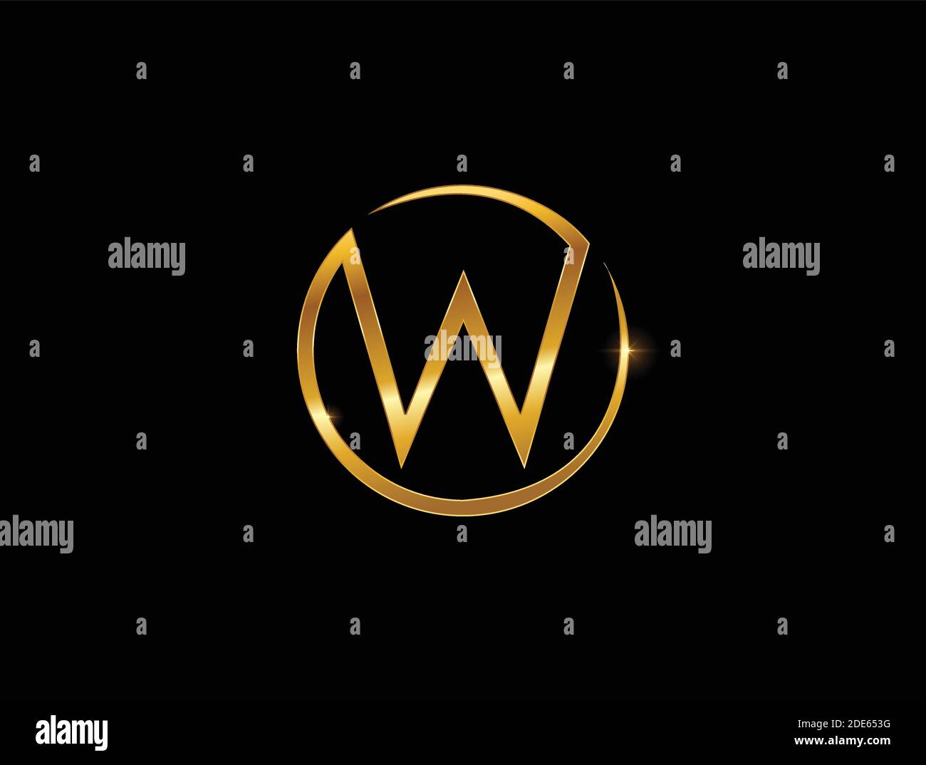 A vector Illustration of Golden Monogram Letter W Logo Sign Stock Vector