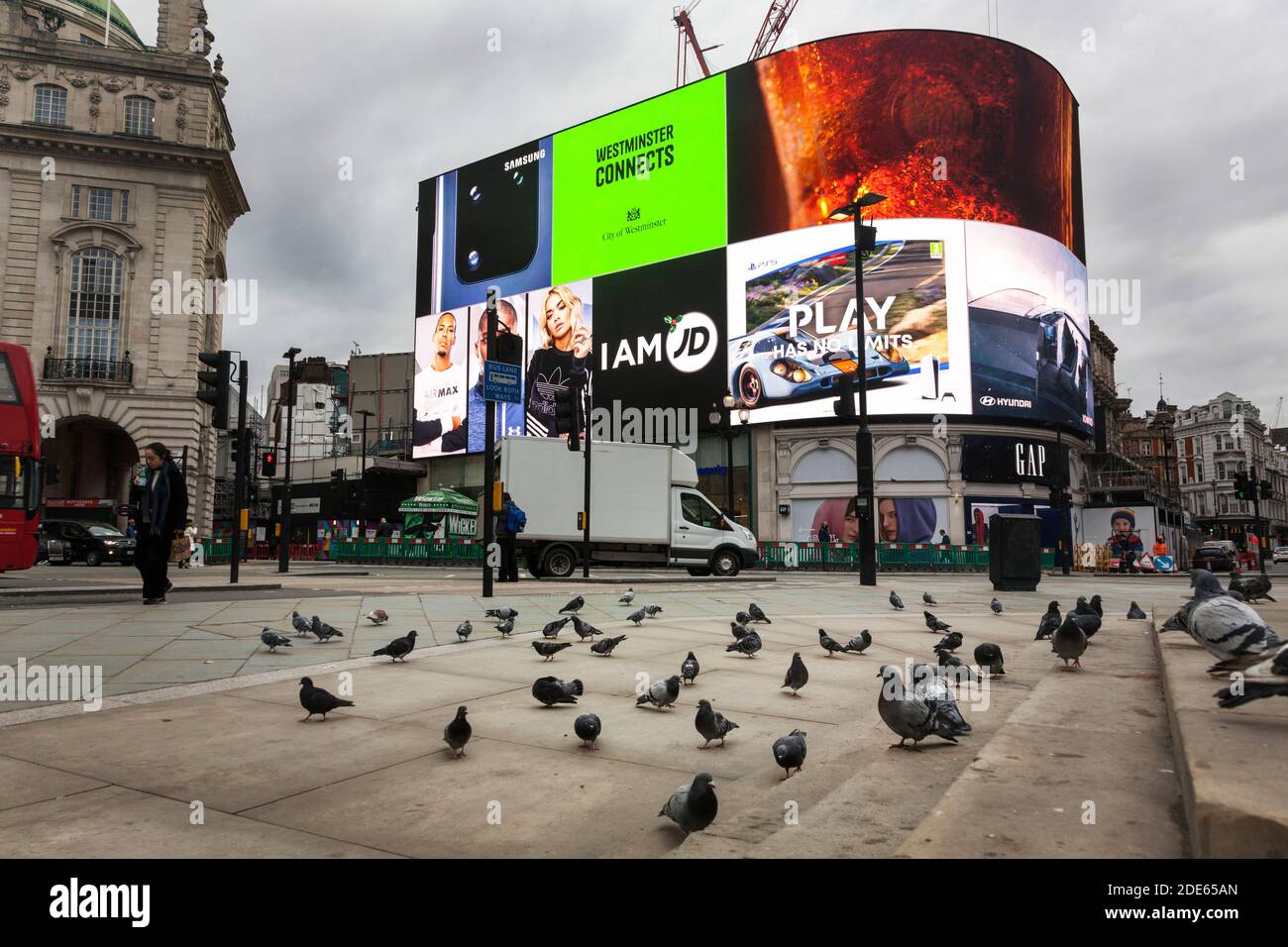 23rd November 2020, an empty Piccadilly Circus, Central London, during the second Covid 19 national lockdown of 2020 Stock Photo