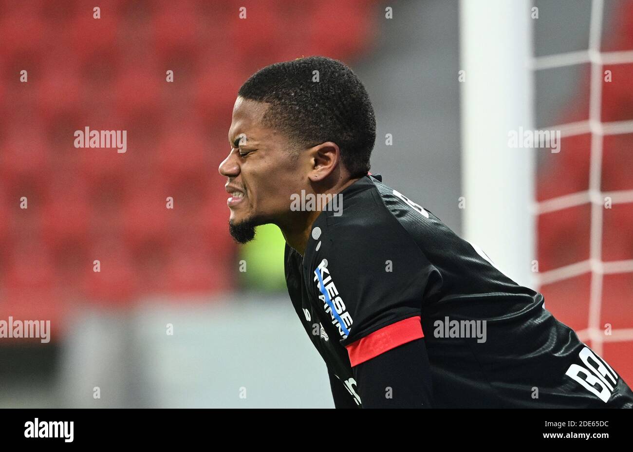 Leverkusen, Germany. 29th Nov, 2020. Football: Bundesliga, Bayer Leverkusen  - Hertha BSC, 9th matchday in the BayArena. Leverkusen's Leon Bailey reacts  during the game. Credit: Ina Fassbender/AFP Pool/dpa - IMPORTANT NOTE: In