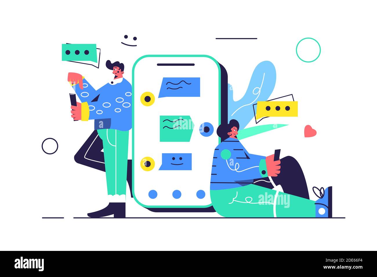 The guy and the girl correspond with each other Stock Vector Image