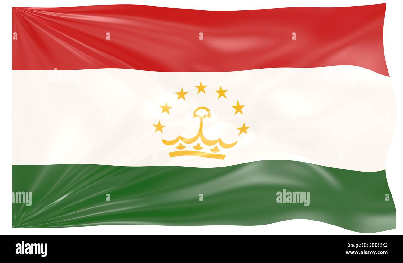 3d render of a Waving Flag of Tajikistan Stock Photo