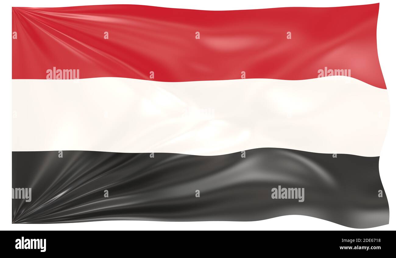 3d render of a Waving Flag of Yemen Stock Photo - Alamy