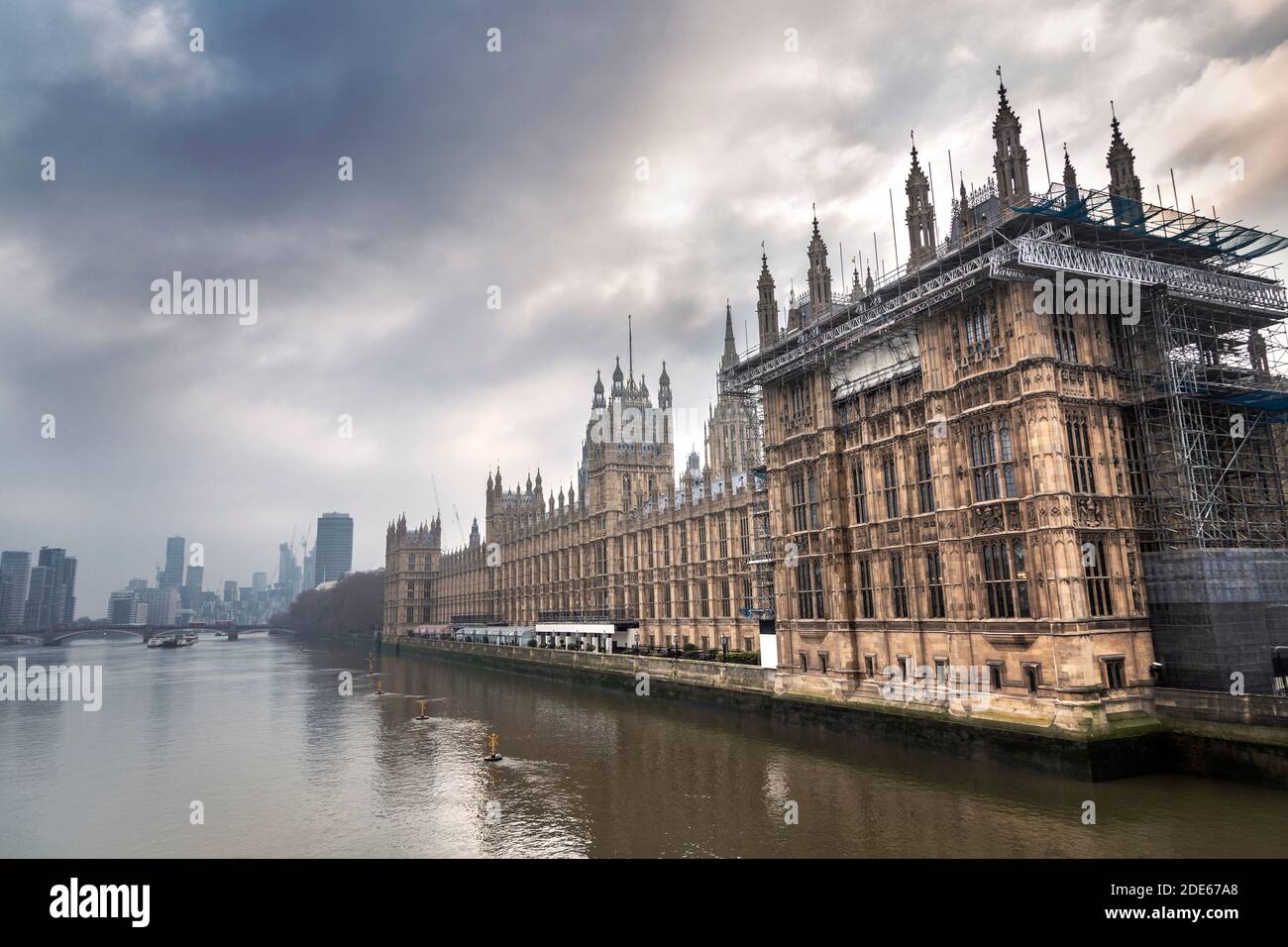 28 November 2020 London, UK, Houses of Parliament shrouded in mist