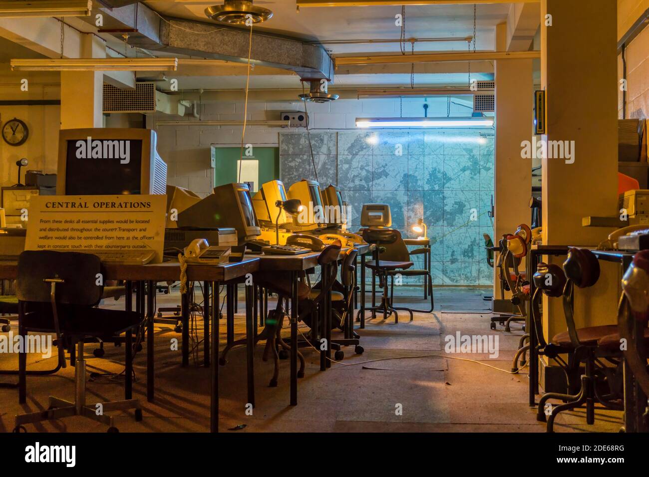 The Central Operations Room at Kelvedon Hatch secret nuclear bunker. Stock Photo