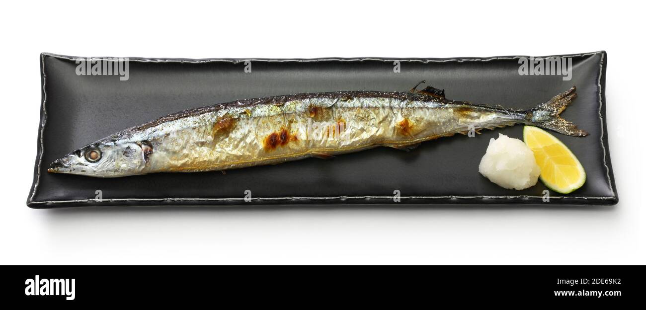 grilled pacific saury, sanma no shio yaki, japanese cuisine Stock Photo ...