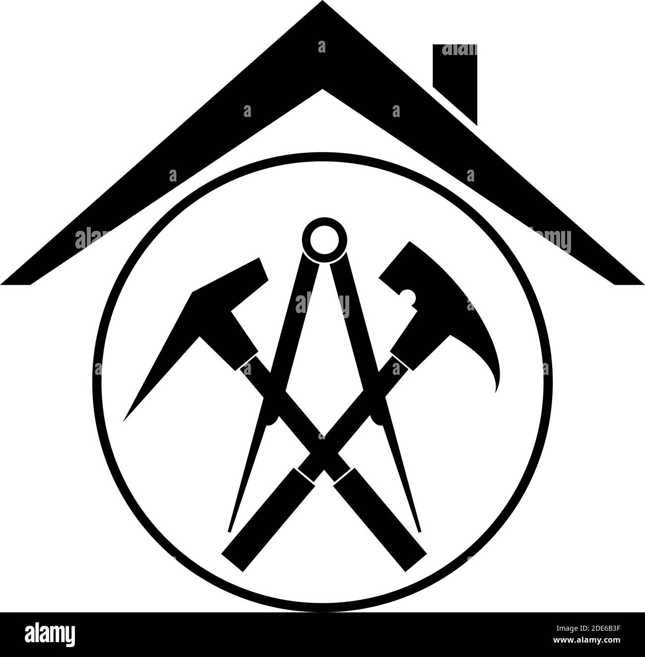 Roof, tools, roofer, logo Stock Vector
