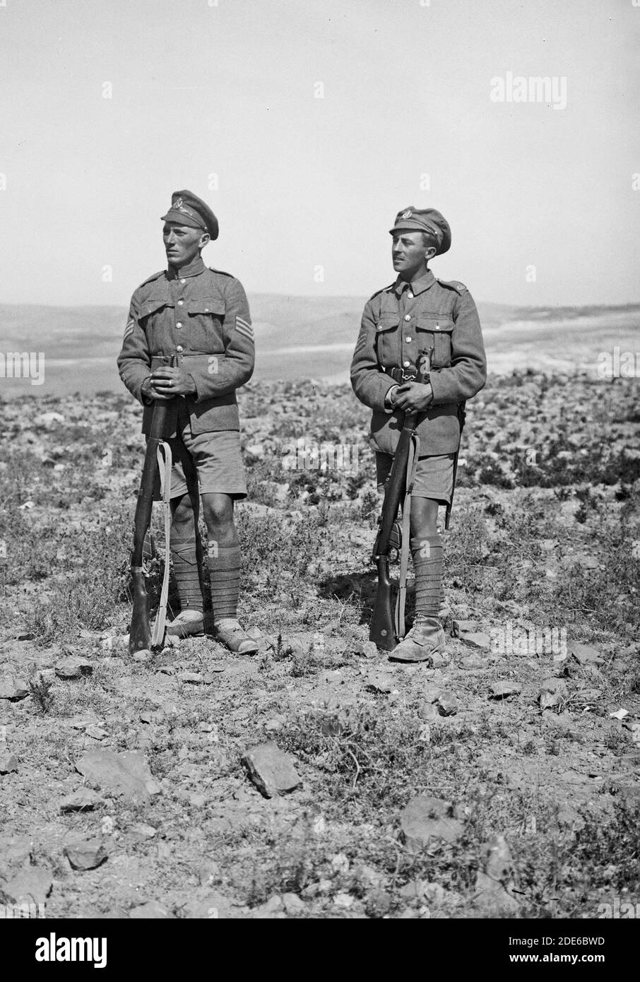 Middle East History - The surrender of Jerusalem to the British December 9th 1917. The two British sergeants  Sedgewick and Hurcomb. Stock Photo