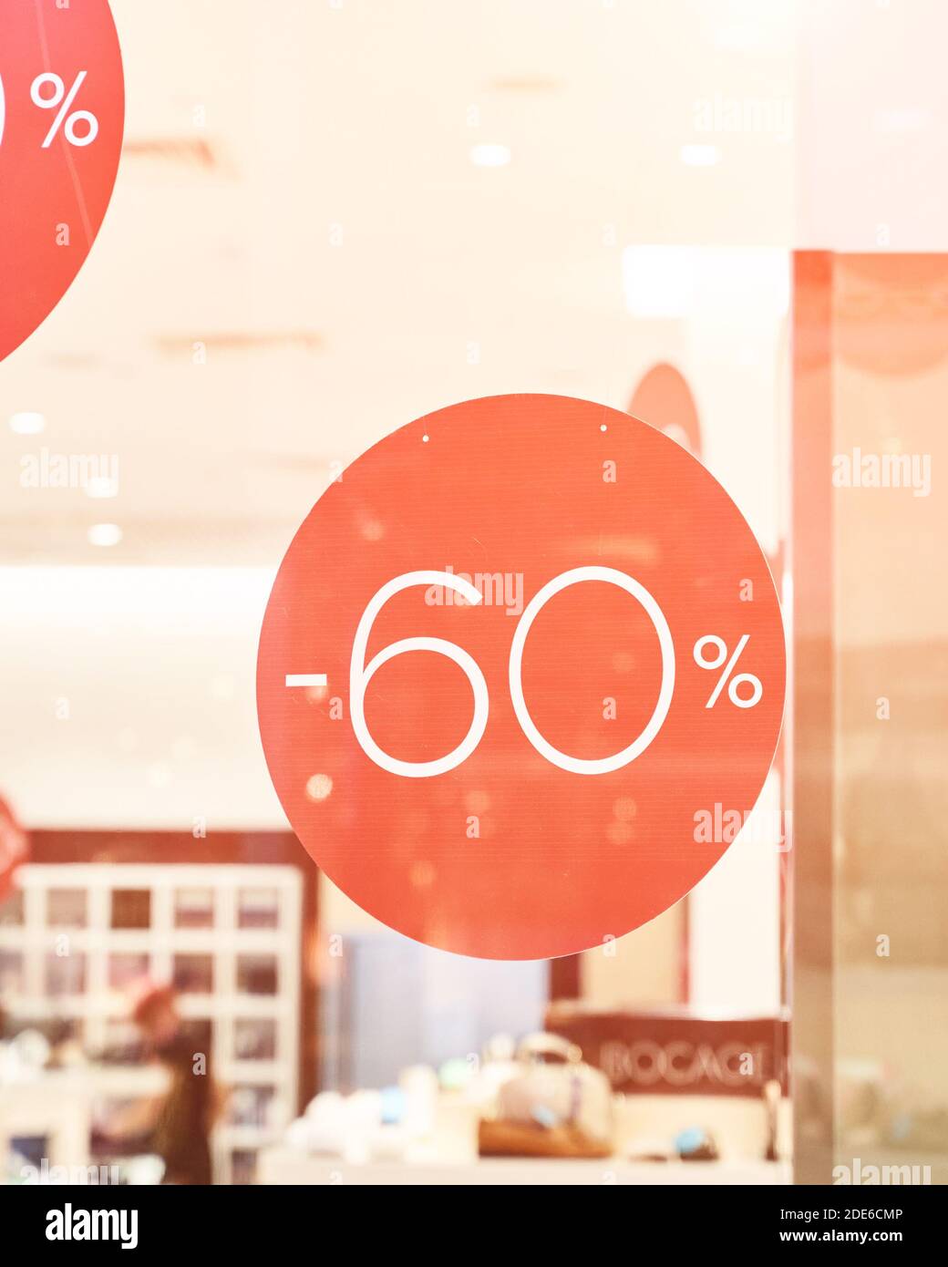 Sale percent sign. Store background. Black Friday concept Stock Photo