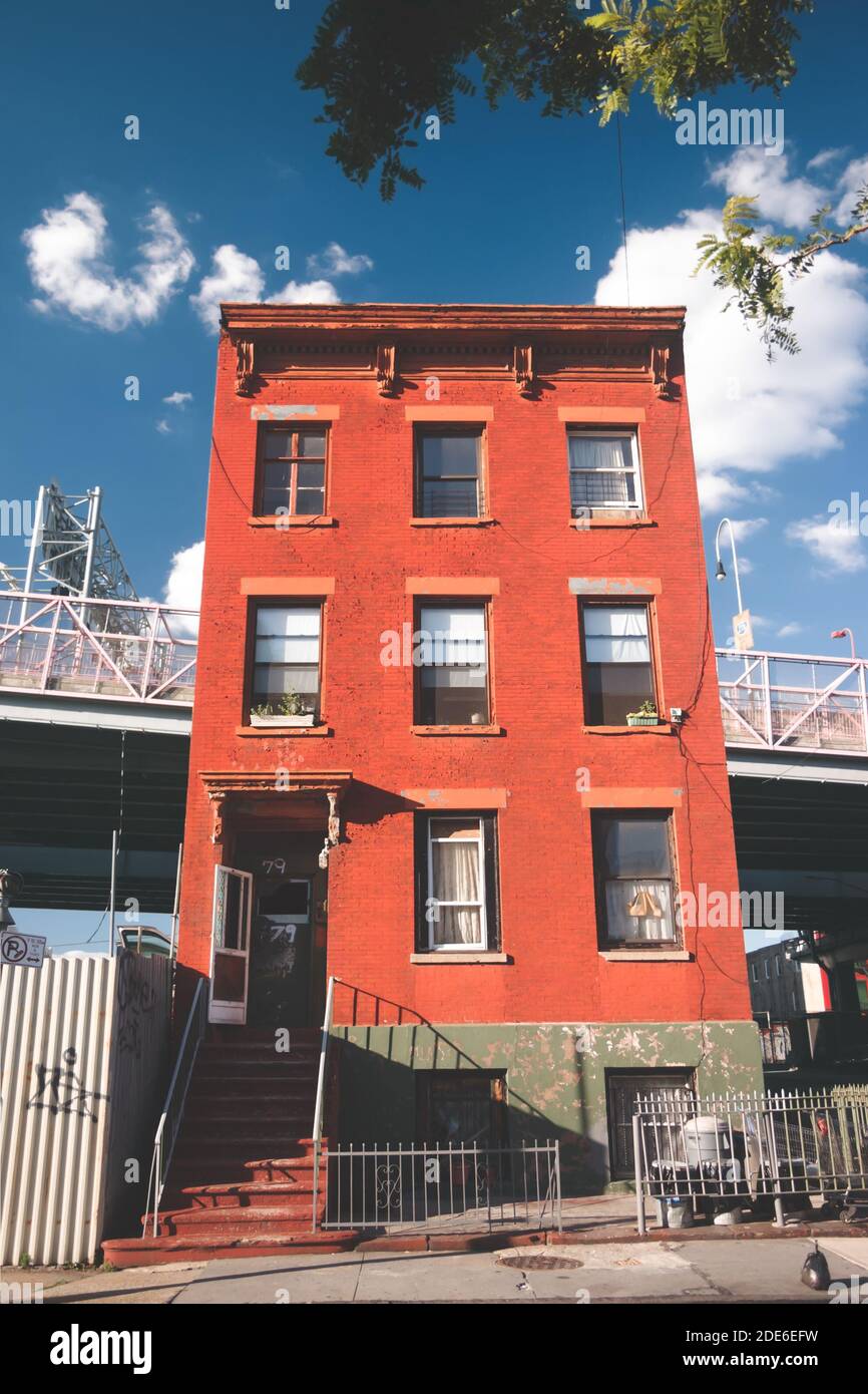 An old apartment building in Williamsburg Brooklyn , with the