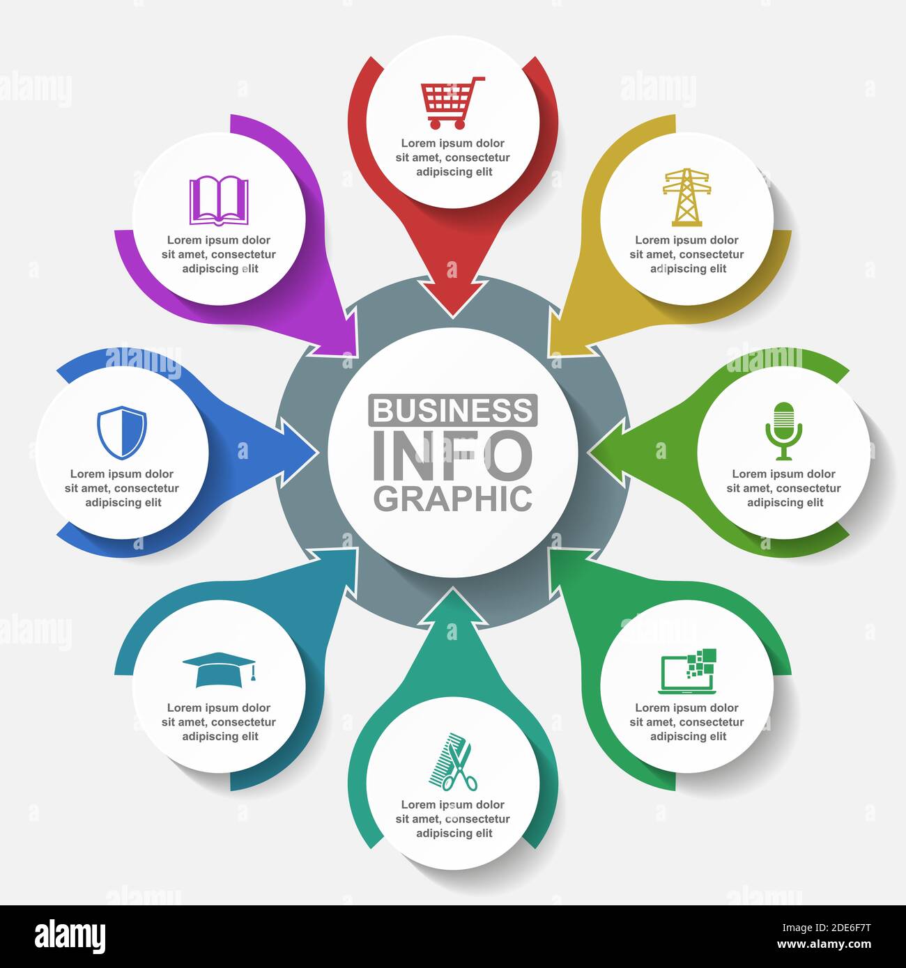 Flat design business diagram vector template with 8 options Stock ...