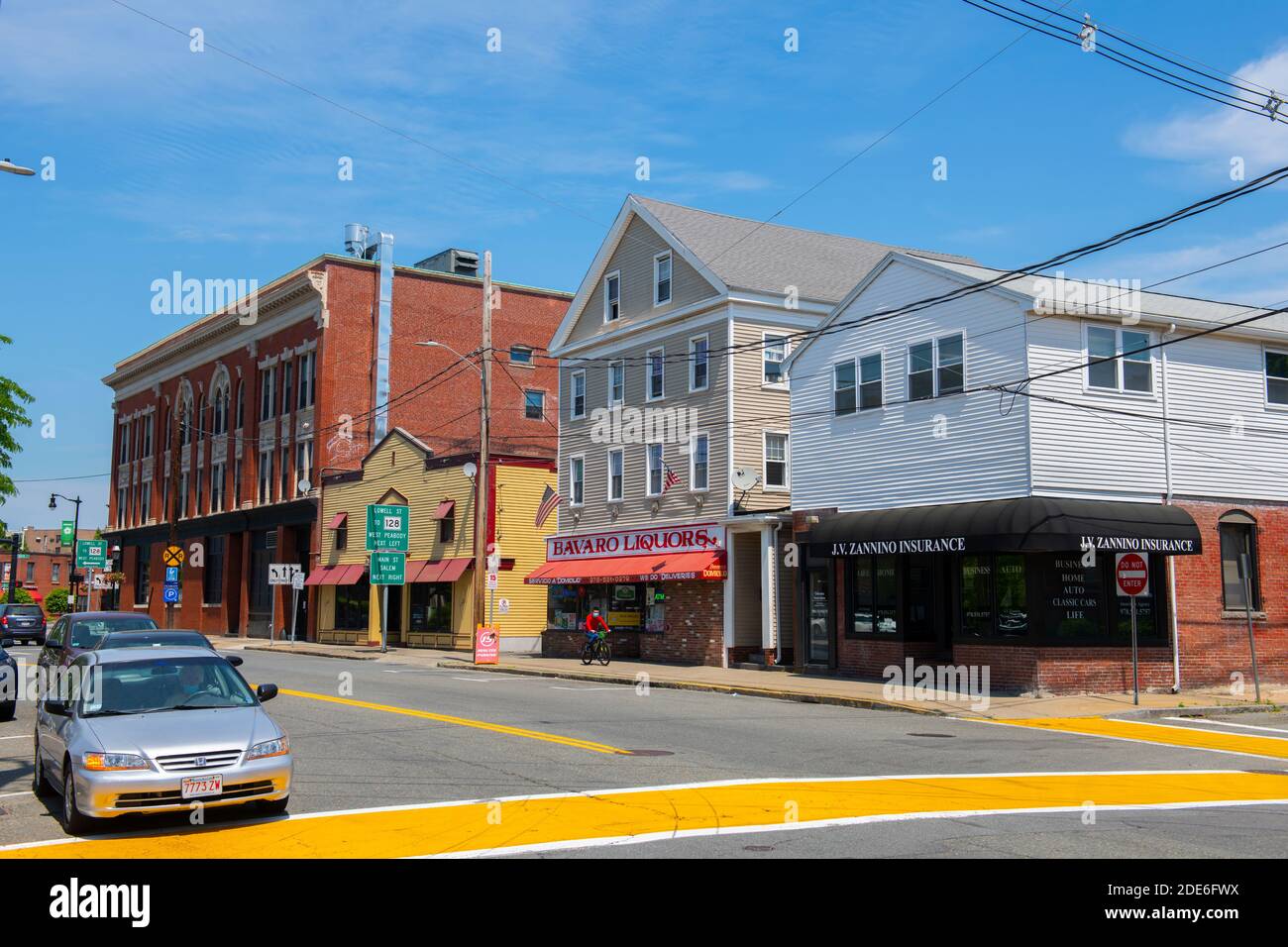 Historic commercial building at Foster Street in downtown Peabody, Massachusetts MA, USA Stock