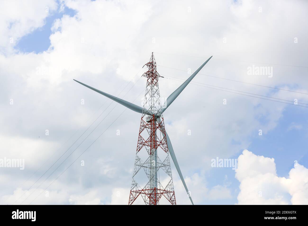 clean energy power concept, wind turbine and cloud sky Stock Photo - Alamy