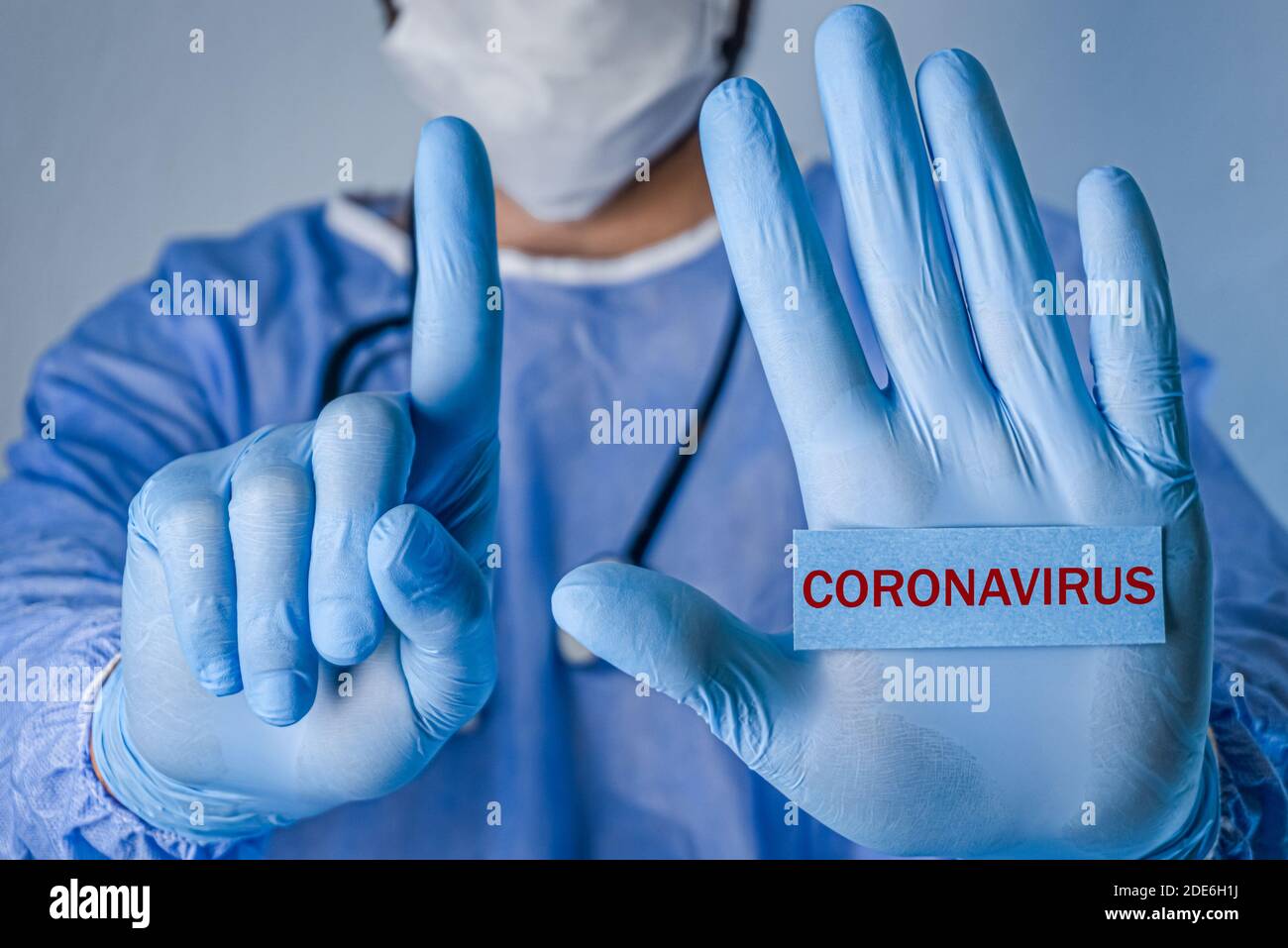 Stop Novel Coronavirus background. Covid19, SARS-CoV-2 outbreak. 2019 - 2020 Stock Photo