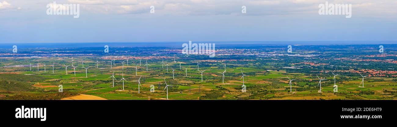 Wind turbine ,Pyrénées-Orientales,Occitanie. Stock Photo