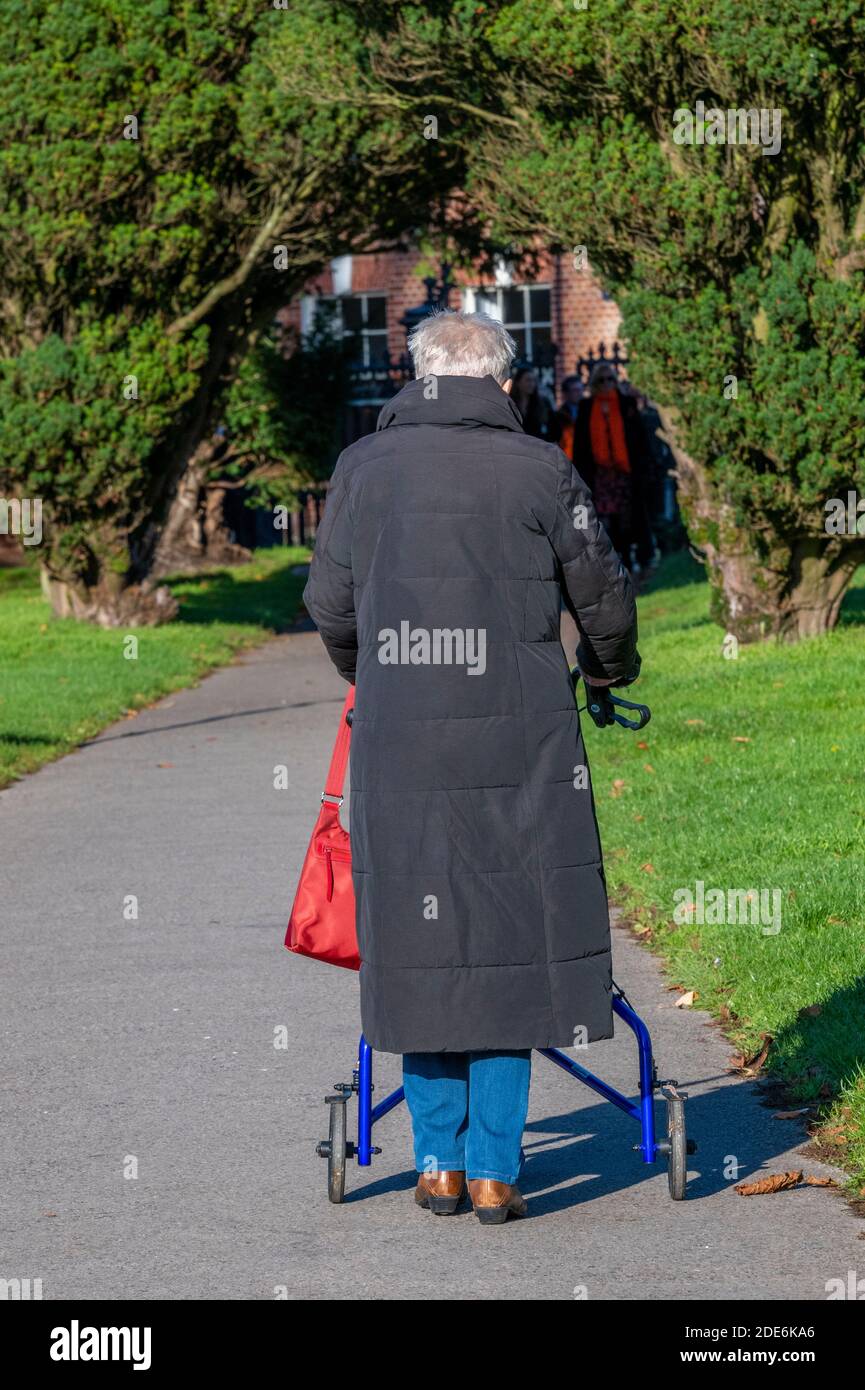 Old lady and zimmer frame hi-res stock photography and images - Alamy