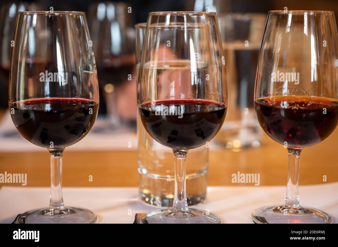 Professional tasting of different fortified dessert ruby, tawny port
